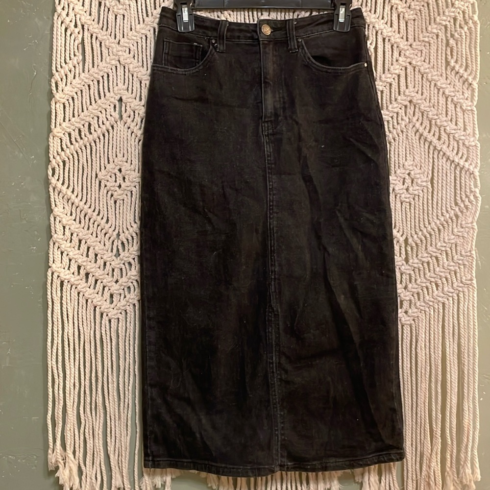 Black Midi Jean Skirt
